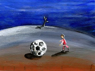 Ich fand einen großen Fußball, 2005 (Öl auf Papier)